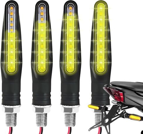 4PCS Motorcycle Turn Signals, Ultra-Bright 12V Front & Rear LED Turn Signal Bulb, Upgraded Sequential Flow Blinkers Indicator LED Lights for Tail Light, Daytime Running and Brake Light in Kuwait