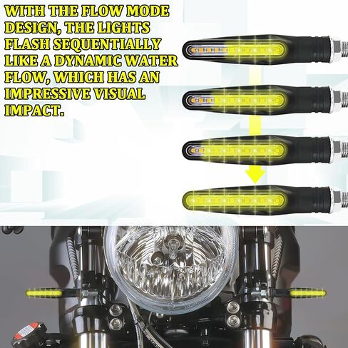 4PCS Motorcycle Turn Signals, Ultra-Bright 12V Front & Rear LED Turn Signal Bulb, Upgraded Sequential Flow Blinkers Indicator LED Lights for Tail Light, Daytime Running and Brake Light in Kuwait