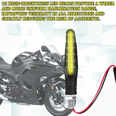 4PCS Motorcycle Turn Signals, Ultra-Bright 12V Front & Rear LED Turn Signal Bulb, Upgraded Sequential Flow Blinkers Indicator LED Lights for Tail Light, Daytime Running and Brake Light in Kuwait