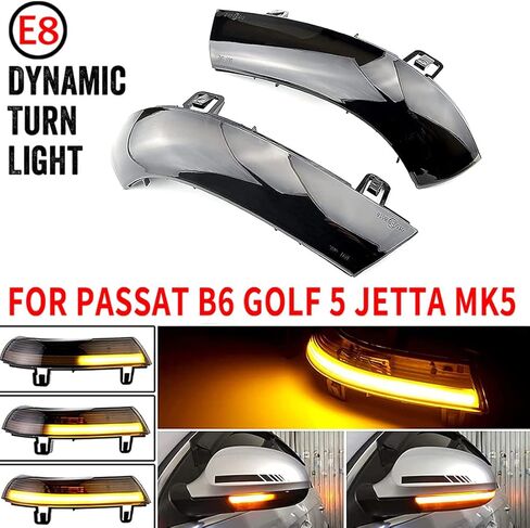 Dynamic Turn Signal Light Rearview Mirror Smoked Lens Turn Signal Indicator Light LED Turn Singal Blinker Light Compatible with Volkswagen VW Golf 5 Jetta MK5 Passat B6 B5.5 EOS in Saudi Arabia