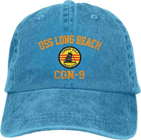 USS Long Beach CGN-9 Unisex Sandwich Cap Denim Hats Baseball Cap Adult Hat in Saudi Arabia