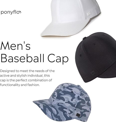 Ponyflo Bro - Elastafit Classic - Baseball Hat Men - Running Hat Men - Gym Hat - Sweat Wicking Hat - Mens Baseball Hat in Saudi Arabia