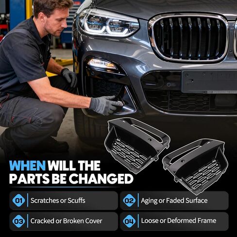 51118092758 غطاء إطاري ضوء الضباب مصبغة مع ثقب مستشعر PDC مناسب لسيارات BMW X3 G01 2018-2021 مناسب لـ X4 G02 2019-2021 غطاء مصبغة خارجي للمصد الأمامي يحل محل 51118092757 in Kuwait