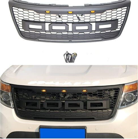 Front Upper Bumper Grille Black w/LED Fit for F0RD Explorer 2012-2015 in Saudi Arabia