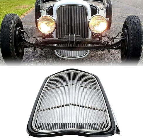 ECOTRIC Front Grille Shell + Insert Compatible with Ford 1932 Models Model B/BB / 18 Polished Stainless Steel (Without Crank Hole) in Saudi Arabia