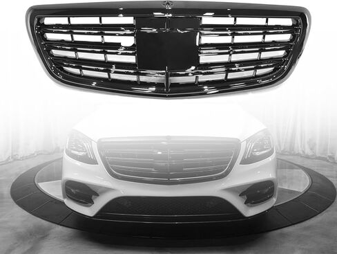MGWILL Front Bumper Upper Grille Grill Compatible with 2013-2020 Mercedes Benz S-Class W222 S400 S500 S550 S600 W/Camera Hole Replaces 1KPMB1211179 Black in Saudi Arabia
