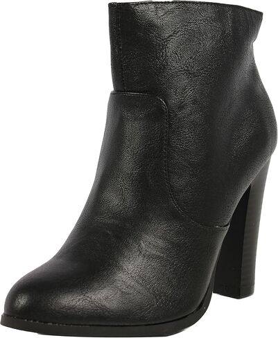 Delicious Women's Admit Almond Toe Chunky Wooden Heel Ankle Bootie in Kuwait