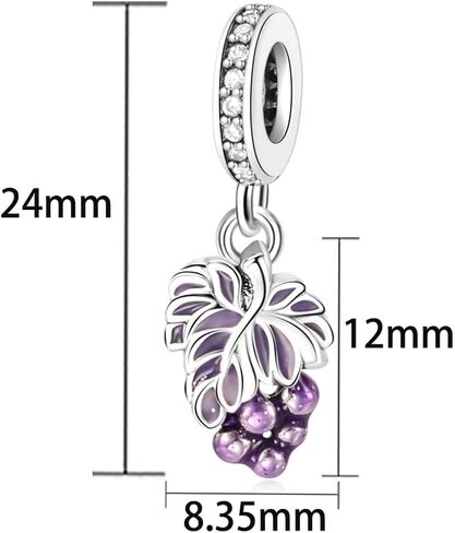 Grape Dangle Charm 925 Sterling Silver Charms Fit Women Bracelet And Necklaces Bead Charm Pendant Jewelry Gifts For Family Friends in Saudi Arabia
