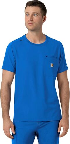 Carhartt Force Cross-Flex Scrubs for Men, Crew Neck Scrub Top - Royal, S in Saudi Arabia