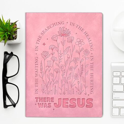 Christian Floral Notebook for Women Bible Verse There Was Jesus Journal Religious Christian Gifts for Coworker Friend-Pink in Saudi Arabia