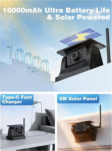 Magnetic Solar Wireless Backup Camera with 28hrs Rechargeable Battery, Night Vision & IP69, 5'' HD 1080P Video Monitor, Reserving Guidelines, Stable Signal for Trucks, Pickup, Trailer & RV in Saudi Arabia