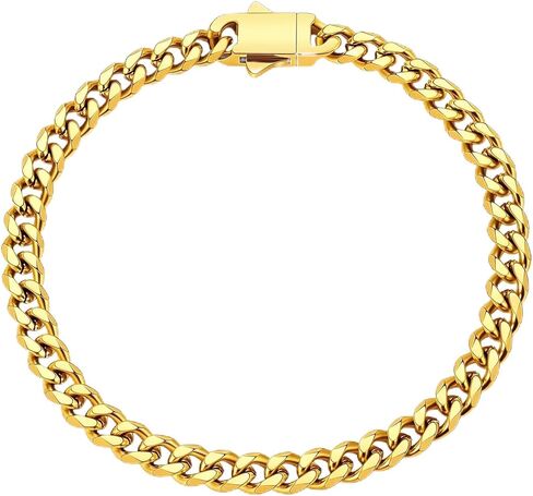Fiusem Mens 14K Gold Plated Bracelets for Men, Stainless Steel Cuban link Bracelet for Men in Saudi Arabia