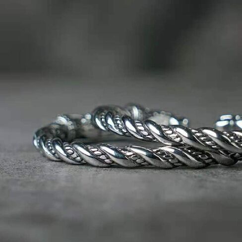TURTLEDOVE Viking Wolf Fenrir Bangle - 2 PCS Stainless Steel Norse Scandinavian Torc - Skulls Link Bracelet in Saudi Arabia