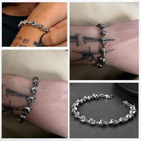 TURTLEDOVE Viking Wolf Fenrir Bangle - 2 PCS Stainless Steel Norse Scandinavian Torc - Skulls Link Bracelet in Saudi Arabia