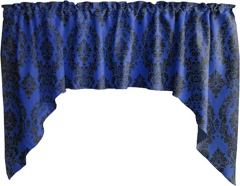 Zen Creative Designs Flocked Damask Swag Window Valance Gothic Victorian Home Décor Bedroom Kitchen Window (Black on Gold) in Kuwait