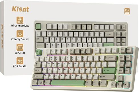 Wireless Mechanical Keyboard,75% Custom Hot Swappable Gasket Gaming Keyboard with Creamy Sound,Bluetooth/2.4GHz/USB-C,RGB Backlit,85 Keys Compact Keyboard for Win/PC/Mac (Beige,Linear Swicth) in Kuwait
