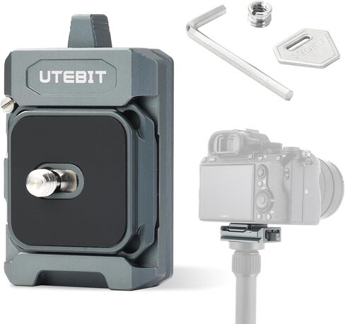 UTEBIT Camera Quick Release Plate Aluminum QR Clamp Adapter Set with 1/4“ & 3/8" Screw Adapter Compatible with Arca Swiss Peak Design Capture V3 Camera Tripod Ball Head in Kuwait