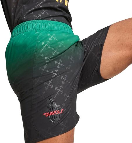 PUMA Mens Ac Milan X Off-White Authentic Athletic Shorts Casual Bottoms Casual Moisture Wicking - Black, Green in Saudi Arabia