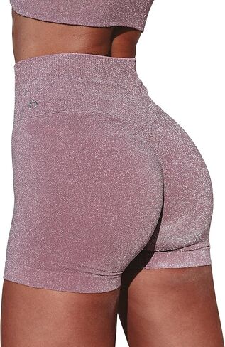 Women’s Super Shiny Workout Shorts High Waisted Tummy Control Seamless Sparkle Yoga Gym Shorts in Saudi Arabia