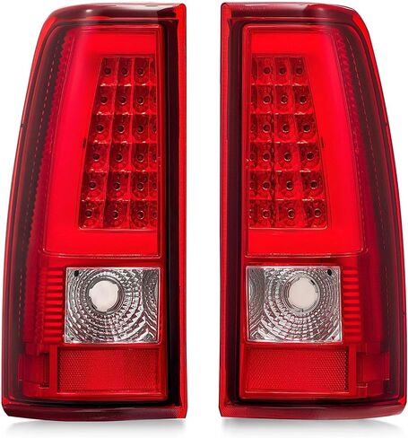 LED Tail Lights Assembly, For 2003-2006 Chevy Silverado 1500 2500 3500 Taillights Rear Brake Lamps, Driver And Right Passenger Side, Chrome Red Clear Lens in Saudi Arabia