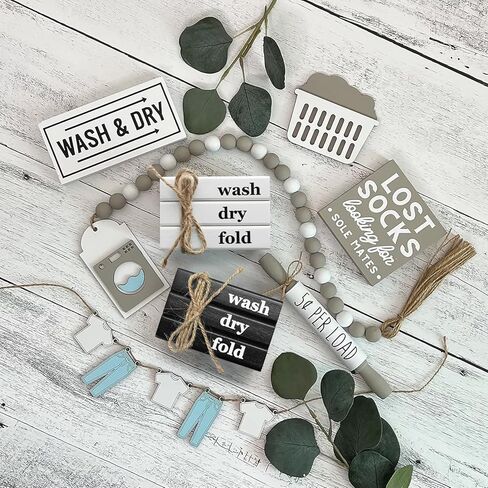 مجموعة كتب صناعية صغيرة، لافتة يمكن غسلها وتجفيفها، ديكور صينية متدرجة لغرفة الغسيل، ديكور منزلي خشبي، أسود in Kuwait