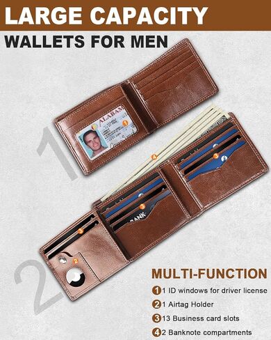 محفظة جلدية كاملة الحبوب، محفظة نحيفة رخامية فاخرة، محفظة Airtag، محافظ ريدج للرجال، محفظة رجالي، حامل بطاقة الائتمان in Kuwait