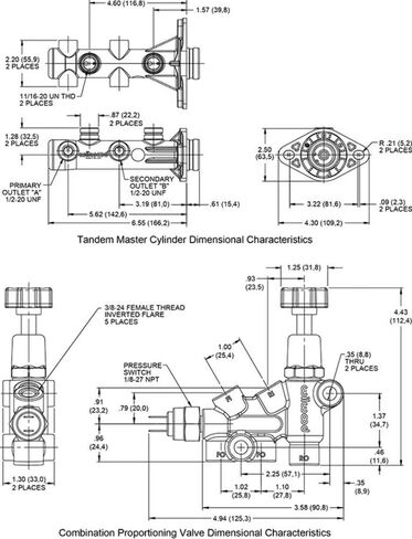 Wilwood 261-16962-BK Remote Tandem M/C Kit, 1 In Bore, Black in Saudi Arabia