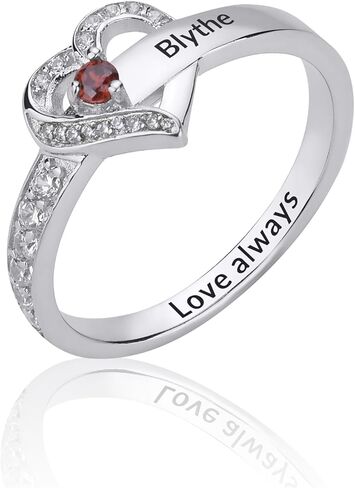 S925 Sterling Silver Personalized Heart Mother Rings with 1-8 Birthstone Custom Jewelry Mom Rings Birthstone Rings for Women in Saudi Arabia