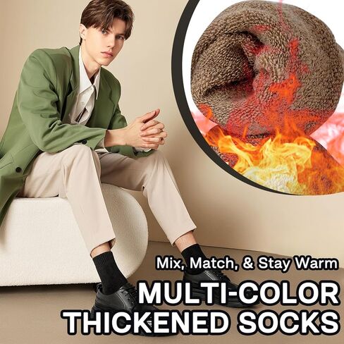 5 Pairs Thick Warm Winter Socks for Men Hiking Thermal Warm Socks for Cold Weather Winter Indoors and Outdoors in Saudi Arabia