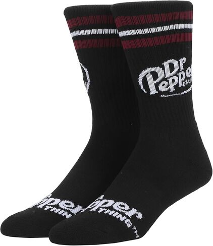 Bioworld Dr Pepper Classic Logo Black Men’s Athletic Crew Socks in Saudi Arabia
