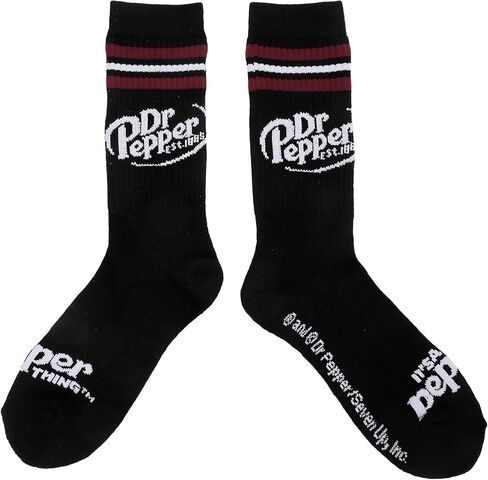 Bioworld Dr Pepper Classic Logo Black Men’s Athletic Crew Socks in Saudi Arabia