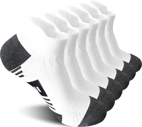 6 أزواج من الجوارب الرجالية ذات القصة المنخفضة للكاحل، مريحة وممتصة للتنفس ومبطنة للجري|جوارب كاجوال مع دعم للقوس وعروة للكعب in Kuwait