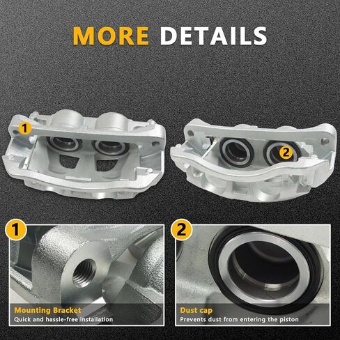 مجموعة فرجار الفرامل القرصية الأمامية اليمنى لـ 2008-2014 Ford E-150 E-250 2008-2022 E-350 Super Duty E-450 Super Duty 2010-2014 Econoline Van Wagon 2008 E-150 Econoline، فرجار الفرامل مع دعامة 18-B5072 in Kuwait