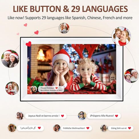 10.1 Inch WiFi Digital Picture Frame, 1280x800 HD IPS Touch Screen Photo Frame Electronic, Auto-Rotate, Share Photos/Videos Instantly via Uhale Free App from Anywhere in Kuwait