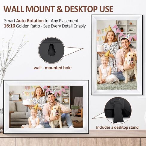 10.1 Inch WiFi Digital Picture Frame, 1280x800 HD IPS Touch Screen Photo Frame Electronic, Auto-Rotate, Share Photos/Videos Instantly via Uhale Free App from Anywhere in Kuwait
