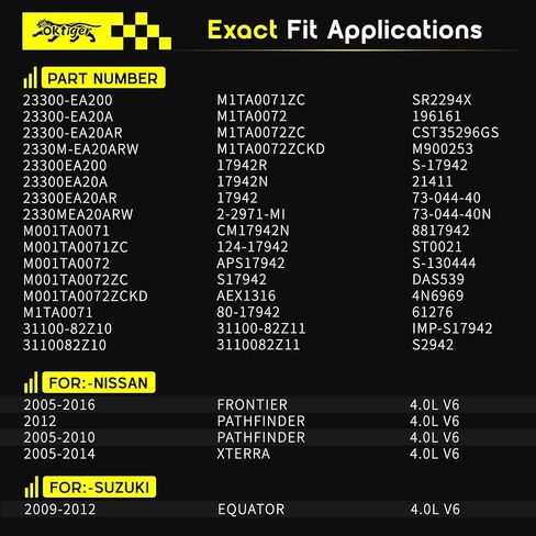 Oktiger New Starter Motor Fit for Nissan Frontier 2005-2016, Pathfinder 2005-2010, Xterra 2005-2014 for Suzuki Equator 09-12 4.0L V6, 12V 1.8KW 13 Teeth, OE# 23300-EA200,23300-EA20A, 23300-EA20AR in Kuwait