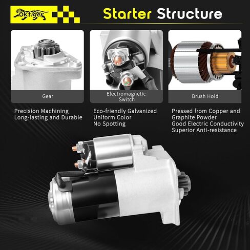 Oktiger New Starter Motor Fit for Nissan Frontier 2005-2016, Pathfinder 2005-2010, Xterra 2005-2014 for Suzuki Equator 09-12 4.0L V6, 12V 1.8KW 13 Teeth, OE# 23300-EA200,23300-EA20A, 23300-EA20AR in Kuwait