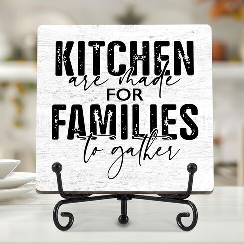 Kitchen Decor, Kitchen Are Made for Family Together, Funny Kitchen Desk Decor with Iron Stand, Wood Plaque Desk Decorative Sign for Dining Room Decor-E03 in Kuwait