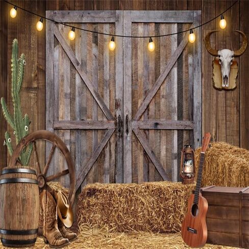 Chloroplastid Western Cowboy Backdrop 7x5ft Western Party Decorations Wild West Saloon Rodeo Barn Photography Background Cowboy Theme Birthday Party Decor Banner Photoshoot Supplies in Saudi Arabia