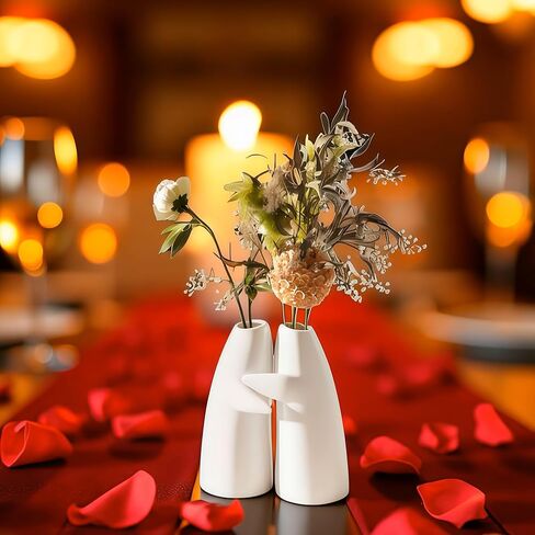 Wife Ideas - Flower Vase for Centerpieces Set of 2 - White Ceramic Vases for Home Decor Accents Terracotta Vase for Table Entryway Bookshelf Living Room in Saudi Arabia