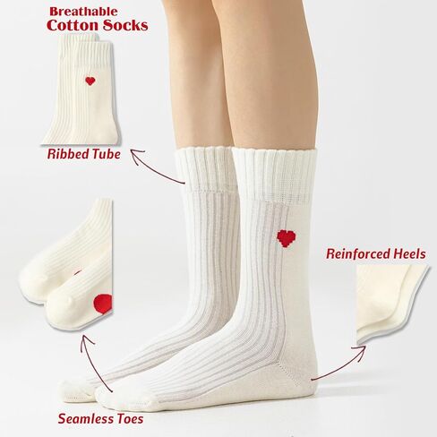 Cute heart Casual Crew Socks Athletic Funny Novelty Socks For Women Cushioned socks in Kuwait