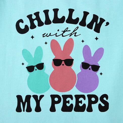 Boys Girls Easter Shirts Chillin' with My Peeps Bunny T-Shirt Short Sleeve Funny Rabbit Graphic Tee Tops 7-12 Years in Saudi Arabia