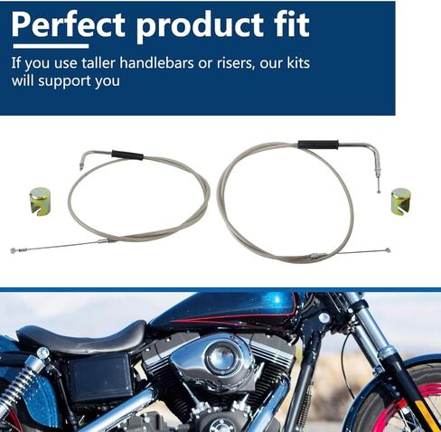 Latest Upgrade 42" Throttle Cable and Idle Cable Kit Stainless Steel for 1994-2000 DYNA Convertible FXDS Conv in Saudi Arabia