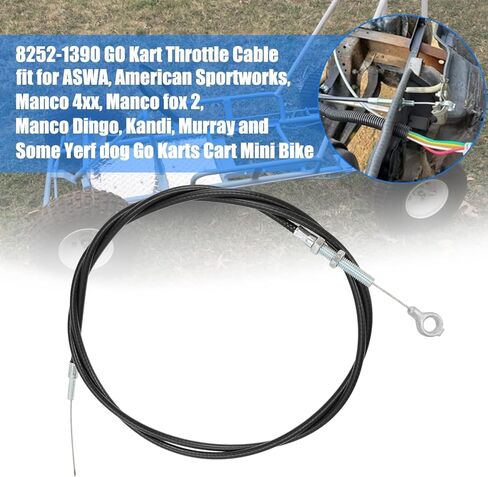 RedCap 71 Inch Complete Go Kart Throttle Cable Brake Return Kit for Predator 212cc Engine GX160 GX200 196cc, 8252-1390 Manco ASW American Kandi Sportworks Lawn Mower Go Kart in Saudi Arabia