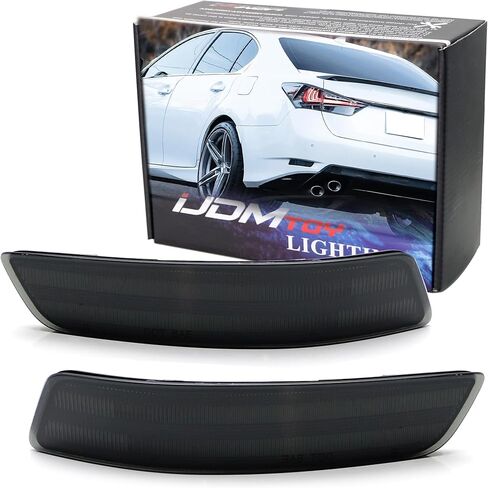 iJDMTOY Black-Out Smoked Rear Bumper Reflector Lenses Compatible With Lexus 2013-2018 ES, 2013-2020 GS, OE-Spec LH RH Assembly in Saudi Arabia
