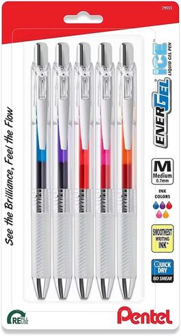 EnerGel RTX ICE Liquid Gel Pen, (0.7mm) Metal Tip, Asst. Ink, 5-Pk in Kuwait