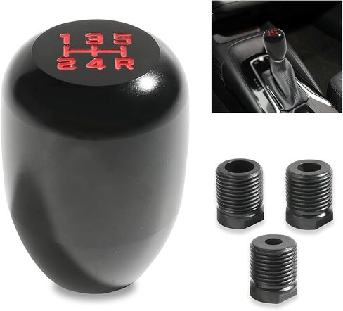 5-Speed Shift Handle – Non-Slip Easy-Grip Alloy Gear Shift Knob with Gear Position Markings – Anti-Rust with Threaded Adapter – Compatible with Most Manual Transmission Models (Black) in Kuwait