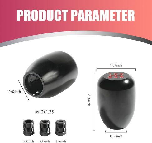 5-Speed Shift Handle – Non-Slip Easy-Grip Alloy Gear Shift Knob with Gear Position Markings – Anti-Rust with Threaded Adapter – Compatible with Most Manual Transmission Models (Black) in Kuwait