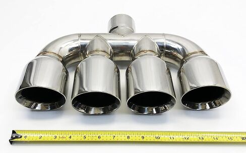 Exhaust Tip Center 2.50 inlet 3.50 Quad 10.00 Long Dual Wall Slant 304 Stainless Steel Wesdon Exhaust Tip in Saudi Arabia
