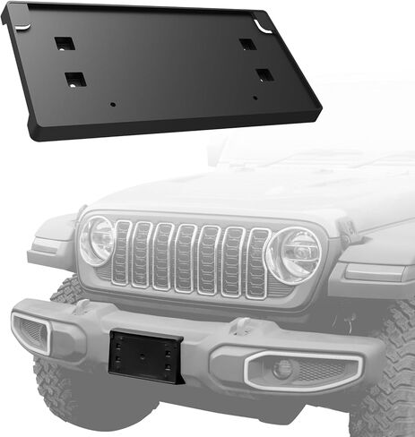 Front Bumper License Plate Frame Bracket Holder for 2018-2025 Jeep Wrangler JL JLU & 2020+ Gladiator JT Replacement, Replace# 68293738AA CH1068167(for Plastic Bumper ONLY) in Kuwait